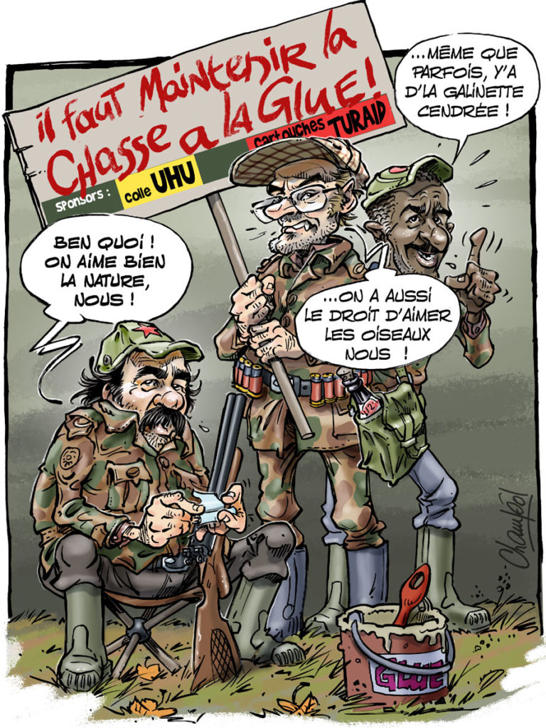 Manifestation pour maintenir la chasse à la glue